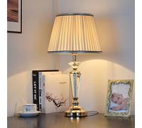 Night Lamp For Bedroom K9 crystal bedside table with gold fabric shade, 1 x E27 max. 60 W - Bulb not included, ? 30 x 55H cm