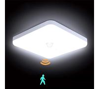 Night Lamp For Bedroom LED Ceiling Light Motion Sensor 30W 2400LM White Light 6000K IP44 LED Ceiling Staircase Bathroom Garage Hallway Kitchen, Balcony Φ195mm (Square,