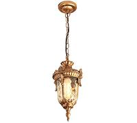 Night Lamp For Bedroom Outdoor Pendant Light, Vintage, Antique, Outdoor Street, Lantern, Rustic Style, Gold Aluminum Frame, Glass Ceiling Light, Patio Pavilion Garden En