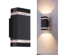 Night Lamp For Bedroom Outdoor Wall Light Aluminum Up/Down Outdoor/Indoor Lighting, IP65 Garden Lights Patio, Porch, Post, Bulb Not Included (Black)