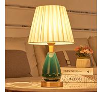 Night Lamp For Bedroom Table, 1x E27, max.60.0 W, Fabric, Multi-colour, Body: Ceramic, emerald ?:25.0cm, H:42.0cm IP20, Cord switch Table, Without light source
