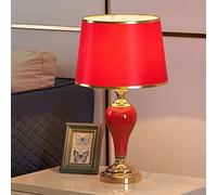 Night Lamp For Bedroom Table, 1xE27, max.60.0 W Fabric, Multicolor, Body: Ceramic, Red ?:30.0cm, H:54.0cm IP20, bring Cord switch, Bedside, Bulb not included
