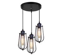 Night Lamp For Bedroom Vintage Industrial Pendant E27 Retro Black Metal Ceiling Light Nordic LED Chandelier (3 Lights) Living Room Restaurant Cafe Bar Hotel Medical Of