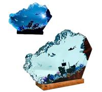 Night Lamps, Ocean Lamps, Resin Wooden Lamps, Ocean Themed Perspective Paintings, Resin Ocean Lamps, Ocean Star Resin Night Lamp USB Port Art Decorations Home Office Bedroom Decor Gifts (Small)
