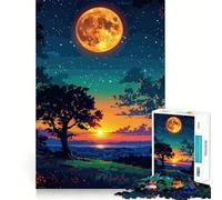 Night Landscape with Moon And Sunset 1000 Piece Jigsaw Puzzle for Adults Brain Tease Toy Together Fun Perfect Cut (38x52cm)