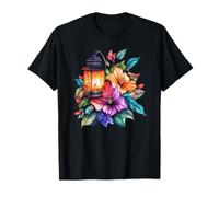 Night Lantern with Tropical Hibiscus Flowers T-Shirt