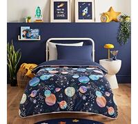 Night Lark Children's Coverless Duvet and Pillowcase Set - Coverless Duvet Single 10.5 Tog with Advanced Smartfil® Fibre, Machine Washable, Hypoallergenic - Space Adventure, Single Bed Size