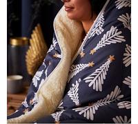Night Lark Cosy Sherpa Fleece Blanket - Festive Trees 9 Tog Luxury Throw. Fluffy, Thick & Reversible. Perfect for Sofas, Beds, Couch, Settee. Hypoallergenic. Machine Washable. Size: 135 x 200cm