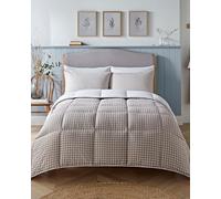Night Lark Coverless Duvet and Pillowcase Set, Gingham Collection - Coverless Duvet King Size 4.5 Tog with Advanced Smartfil® Fibre, Machine Washable, Hypoallergenic - Taupe, King Bed Size