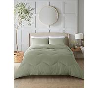 Night Lark Coverless Duvet and Pillowcase Set, Seersucker Collection - Coverless Duvet Super King Size 4.5 Tog Washable with Advanced Smartfil® Fibre, Hypoallergenic - Olive Green, Super King Bed Size