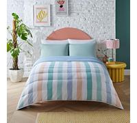 Night Lark Coverless Duvet Double 6 Tog Spring Summer - Painted Stripes. Supersoft, Cosy & Lightweight Quilt. Machine Washable & Quick Drying, All in One Reversible Comforter Pillowcase Set