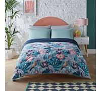 Night Lark Coverless Duvet Single 6 Tog Spring Summer - Pastel Palms. Supersoft, Cosy & Lightweight Quilt. Machine Washable & Quick Drying, All in One Reversible Comforter Pillowcase Set