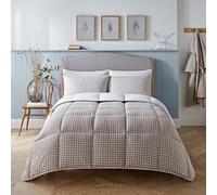Night Lark Coverless Duvet & Pillowcase Set - Gingham - Soft, Lightweight, Hypoallergenic, Reversible Quilt - Machine Washable & Quick Drying - All-in-One Comforter (Taupe, Double - 10.5 Tog)