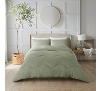 Night Lark - Coverless Duvet - Seersucker Collection - Soft Touch Luxury Bedding - Machine Washable - Hypoallergenic (Olive Green, 4.5 Tog - Super King)