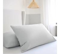 Night Lark Pillowcase Pair Plain Dye Collection - Super Soft Touch Pillow Covers with Microfibre Covers, Luxury Bedding, Machine Washable, Standard Size - Nordic Mist Grey