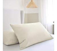 Night Lark - Pillowcase Pair - Plain Dye Collection - Super Soft Touch - Two Printed Microfibre Pillow Covers - Luxury Bedding - Warm Sand