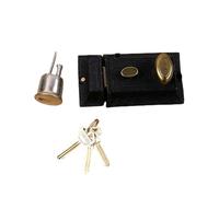 Night Latch Door Lock Metal Nightlatch Door Security Lock Premium Night Latch Rim Lock for Front Door (Black)
