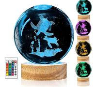 Night Light Axolotl Crystal, Lamp Changing Color 16 With Remote, 3D Laser Engraving In Tree Design, Solid Wood Base Usb Powered, Gifts And Decor For Ideal