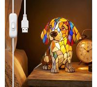 Night Light Cat and Dog Night Light Dog Series LED Lamp, Table Lamp Made of Stained Resin Decorative Lamp, Warm Light Atmosphere, Suitable for Office, Living Room, Bedroom Lighting as well as