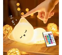 Night Light Children's Night Light Baby, 16 Colours + Remote Control + Nursing Light Dimmable Baby Night Light Kawaii Decoration, USB Rechargeable Cat Decorative Night Light Dimmable Bedside Lamp