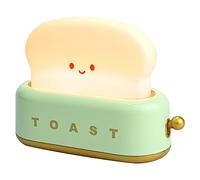 Night Light Cute Toast Lamp - Bedside Lamp for Children, Adjustable LED Night Light with USB Rechargeable Timer, Portable Bedroom Toaster Bedside Lamps for Child,Teenager, Nursery Decoration (Green)