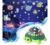 Night Light for Kids,360°Slient Rotating Ocean Star Projector with 10 Lighting + 2 Films,USB Powered Cute Lamp for Bedroom Bedside Nursery Decor,Birthday Gifts for Baby Girls Boys [Energy Class A]