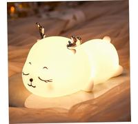 Night Light for Kids, 7-Color Change Cute Elk Soft Silicone Animal Night Light Rechargeable Kids Lamp Eye-Caring Nightlight for Girls, Boys Room
