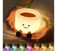 Night Light for Kids, 7-Color Coffee Cup Night Light, 3 Levels Dimmable Silicone Night Lamp, Bedside Nursery Lamp with Timer, LED Rechargeable Nightlight for Room Decor, Xmas Gift for Boys Girls (Cup)