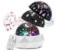 Night Light for Kids Projector+12 Lullabies+3 Films+144 Lightings, USB Rechargeable+Remote Kids Night Light Projector for Kids Room,360° Rotating Stars for Ceiling Projector Baby Night Light Projector