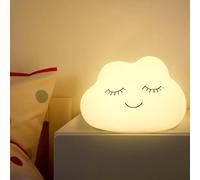 Night Light for Kids, Soft Silicone Cloud Nightlight with Warm White & Multicolor, Adjustable Brightness, 7 Color Changing Tap Control, Anti-Glare, Cloud Squishy Lamb for Kids Room, Baby Nursery