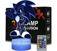 Night Light for Kids, Sonic Night Light,16 Colours Change & Remote Control, USB or Battery Powered, Sonic Room Decor, Birthday Gift for Girls, Teens, and Sonic Fans (Sonic)