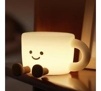 Night Light for Kids, Warm White Light Cute Coffee Cup Touch LED Night Lamp, 3-Level Dimming & Timer, Soft Silicone Bedside Nursery Nightlight for Bedrooms,Funny Gifts for Boys Girls Baby(Warm Light)