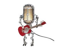 Night Light, Funny Gifts for Women, Vintage Microphone Robot Table Lamp Home Desktop Decoration, Bedside Lamps Lamps for Living Room