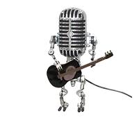 Night Light, Funny Gifts for Women, Vintage Microphone Robot Table Lamp Home Desktop Decoration, Bedside Lamps Lamps for Living Room