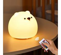 Night Light Kids, Help Sleep Kids Touch Dimmable Bedside Lamp, Nursery Baby Toddler Rechargeable Night Light,Bear Smart LED Night Light with RGB Color Changing for Women/Kids/Girls, Silicone