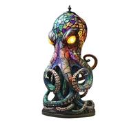 Night Light Lamp Stained Glass Style Resin Lamps With Glowing Eyes 3D Retro Animal Night Light Lamp Unique Bohemian Resin Decorative Table Ocean Themed Home Bedroom Plug Lights (B, One Size)