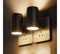 Night Light, Led Night Light with 3000K Warm White Light, Adjustment Button Can Be Adjusted from 0-100Lm, with a Dusk to Dawn Photocell Sensor 2PCS