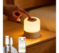 Night Light, LED Touch Bedside Table Lamp 3 Colors, Remote Control Dimmable USB Rechargable Nursery Night Lamp, Portable Baby Nightlight with Timer & Memory for Bedroom, Nursery, Newborn, Camping