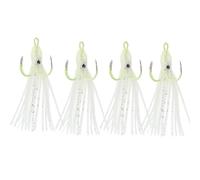 Night Light Octopus Fishing Hook 4pcs White Carbon Steel
