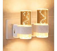 Night Light Plug in Wall, 2 Pack Plug in Modern Light with Dusk to Dawn Sensor, Adjustable Brightness 0-100LM, Warm White 3000K, Dimmable Night Light for Hallway Bedroom Stair Bathroom Toddler(White)