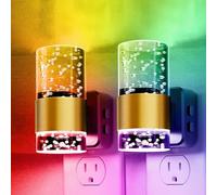 Night Light Plug in Wall, 2Pack Plug in Wall Light with Dusk to Dawn Sensor, 0-100LM Dimmable, Acrylic Bubble Plugin Wall Light, Modern Nightlight for Bedroom, Hallway, Stair, Bathroom.