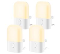 Night Light Plug in Wall Dusk to Dawn Photocell Sensor Dimmable Baby Night Light 3 Levels of Brightness Nightlight 2700K Warm White Plug in Lights for Hallway Kids Stairs Nursery