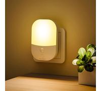 Night Light Plug in Wall with Dusk to Dawn Photocell Sensor, 5 Brightness Levels, ON/Off/AUTO Lighting Mode, 3000K Warm White Night Light for Baby, Hallways, Stairs, Bedrooms, Kitchen, 0.3W, 1 Pack