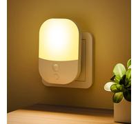Night Light Plug in Wall with Dusk to Dawn Photocell Sensor, 5 Brightness Levels, ON/Off/AUTO Lighting Mode, 3000K Warm White Night Light for