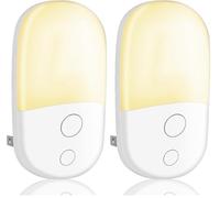 Night Light Plug in Walls & Night Light with Dusk to Dawn Photocell Sensor, Energy Saving Night Lights Kids for Children's Room, Stairs, Hallway, Bedrooms, Garage (Warm White, 2 Pack, 3000K)