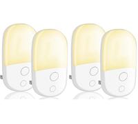 Night Light Plug in Walls & Night Lights with Dusk to Dawn Photocell Sensor, Energy Saving Lights Kids for Children's Room, Stairs, Hallway, Bedrooms, Garage (4 Pack), White