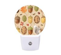 Night Light Plug Into Wall with Dusk to Dawn Sensor 0.5w Modern LED Autumn And Pine Cones Plug in Night Lamp Warm White Glow Nightlight for Bedroom Hallway Kitchen Bathroom Stairs Corridor(Round)
