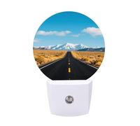 Night Light Plug Into Wall with Dusk to Dawn Sensor 0.5w Modern LED Highway in The Desert Plug in Night Lamp Warm White Glow Nightlight for Bedroom Hallway Kitchen Bathroom Stairs Corridor(Round)