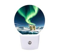 Night Light Plug Into Wall with Dusk to Dawn Sensor 0.5w Modern LED Northern Lights Polar Bear Plug in Night Lamp Warm White Glow Nightlight for Bedroom Hallway Kitchen Bathroom Stairs Corridor(Round)