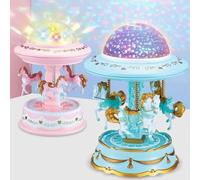 Night Light Projector for Kids,4 Films Star Projector,Carousel Music Box Led Lights,360° Silent Rotation Night Light for Nursery, Bedroom,Room Decor,Kids,Baby Girls, Birthday, Christmas Gifts (Blue)